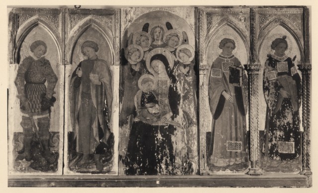 Ceccato, A. — Pietro di Domenico da Montepulciano - sec. XV - Madonna con Bambino in trono e angeli; San Michele Arcangelo; San Girio (?); San Lorenzo; Santo Stefano — insieme